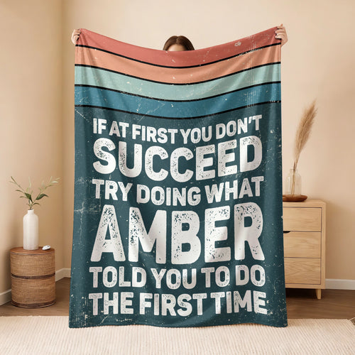 If At First You Don’t Succeed Retro Green Fleece Blanket AMBER 13K1 BK29