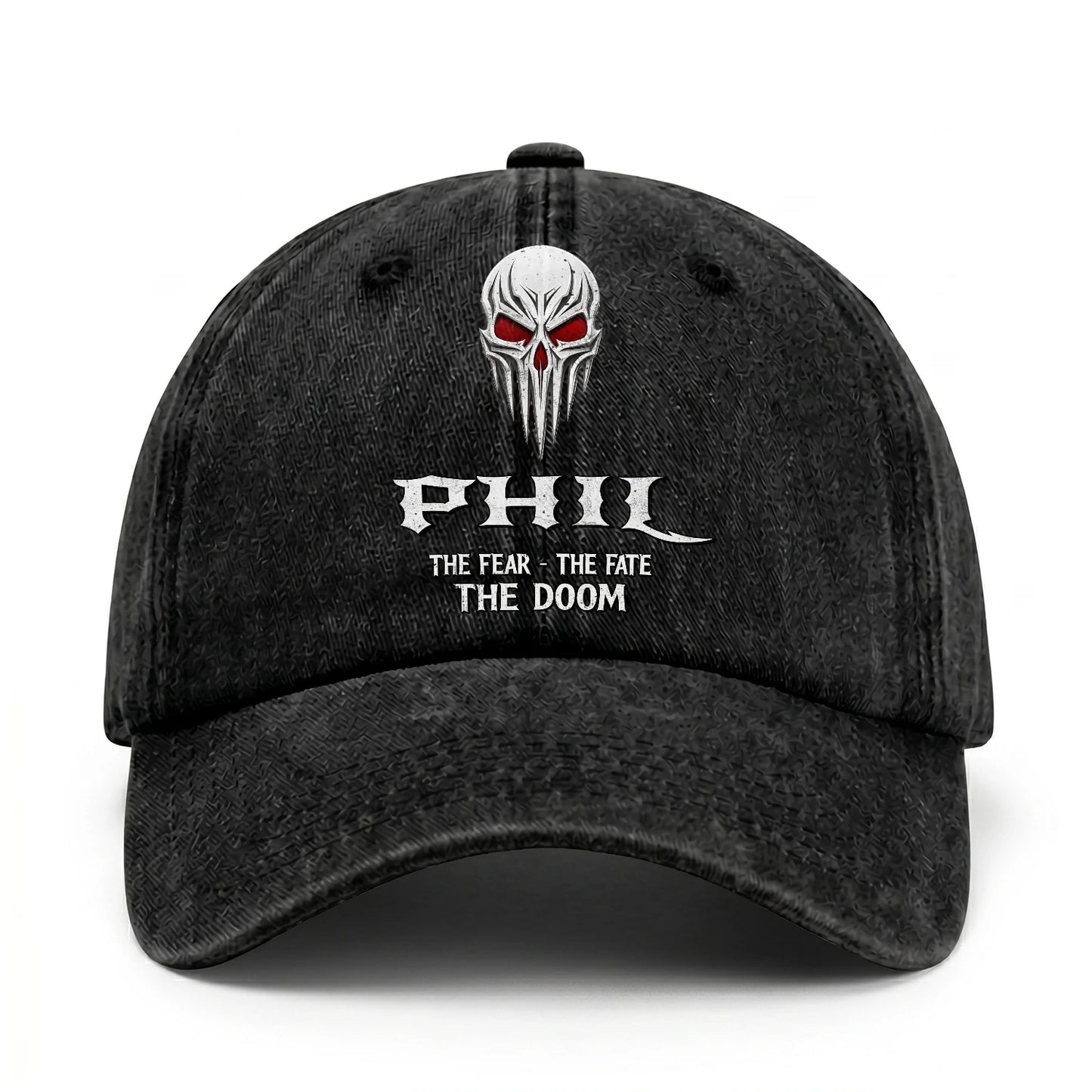 Your Name The Fear The Fate The Doom Skull Washed Cap PHIL 13K1 C98PF