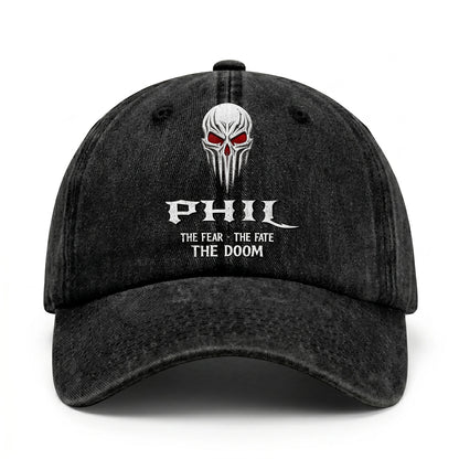 Your Name The Fear The Fate The Doom Skull Washed Cap PHIL 13K1 C98PF