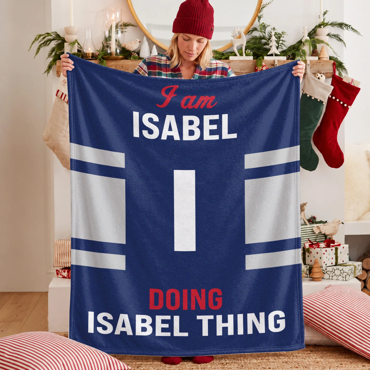 I'm Name Doing Name Things Navy Fleece Blanket ISABEL 13K1 BK51
