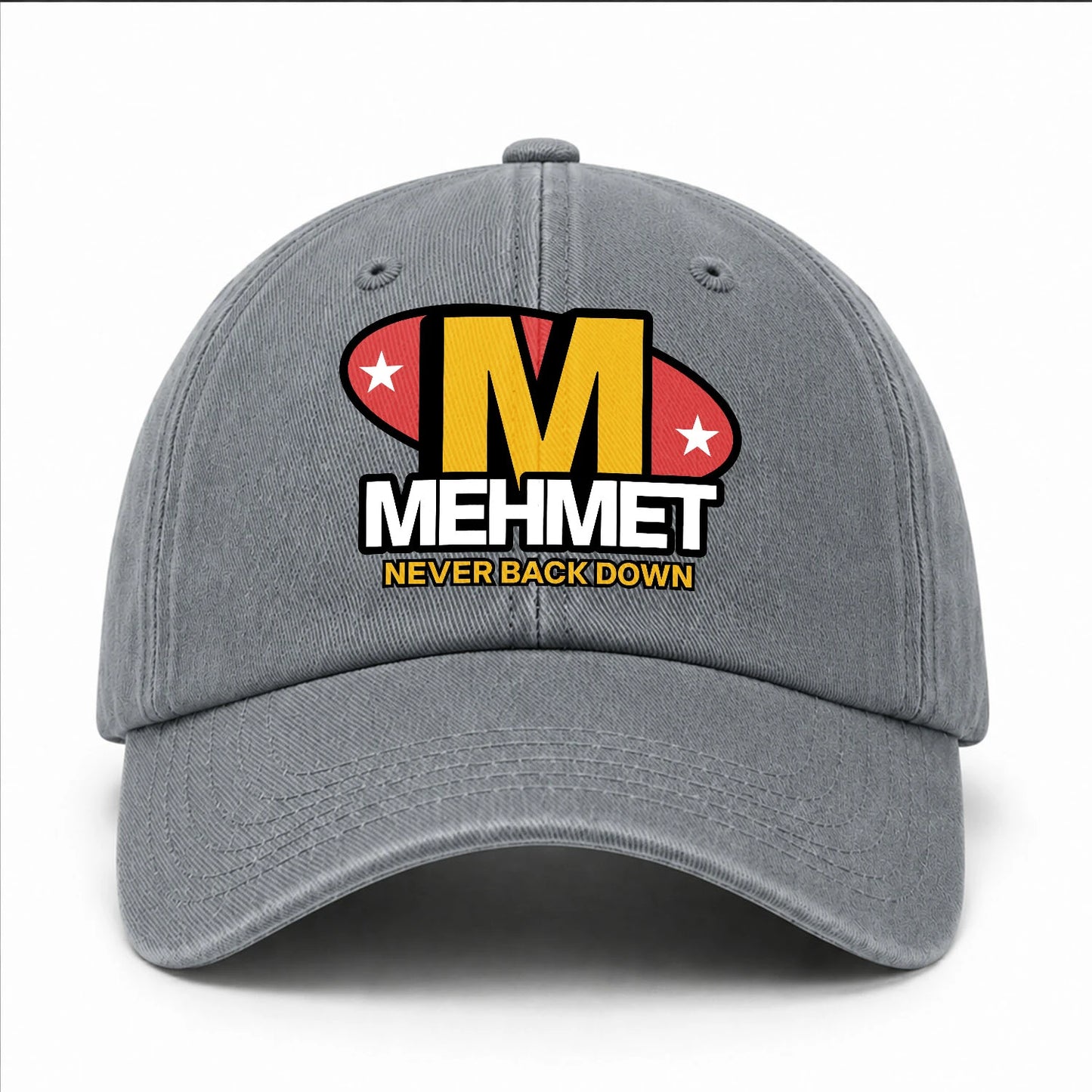 Never Back Down With Your Name And Initial Letter Washed Cap MEHMET 13K1 C82PF