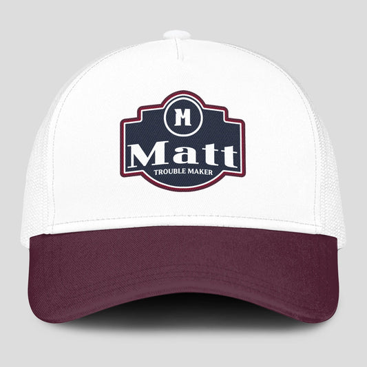 Trouble Maker Burgundy And White Funny Mesh Cap MATT 13K1 C201PF