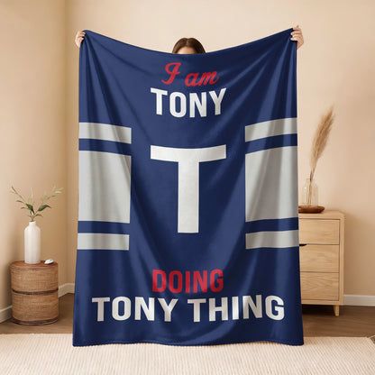 I'm Name Doing Name Things Navy Fleece Blanket TONY 13K1 BK51