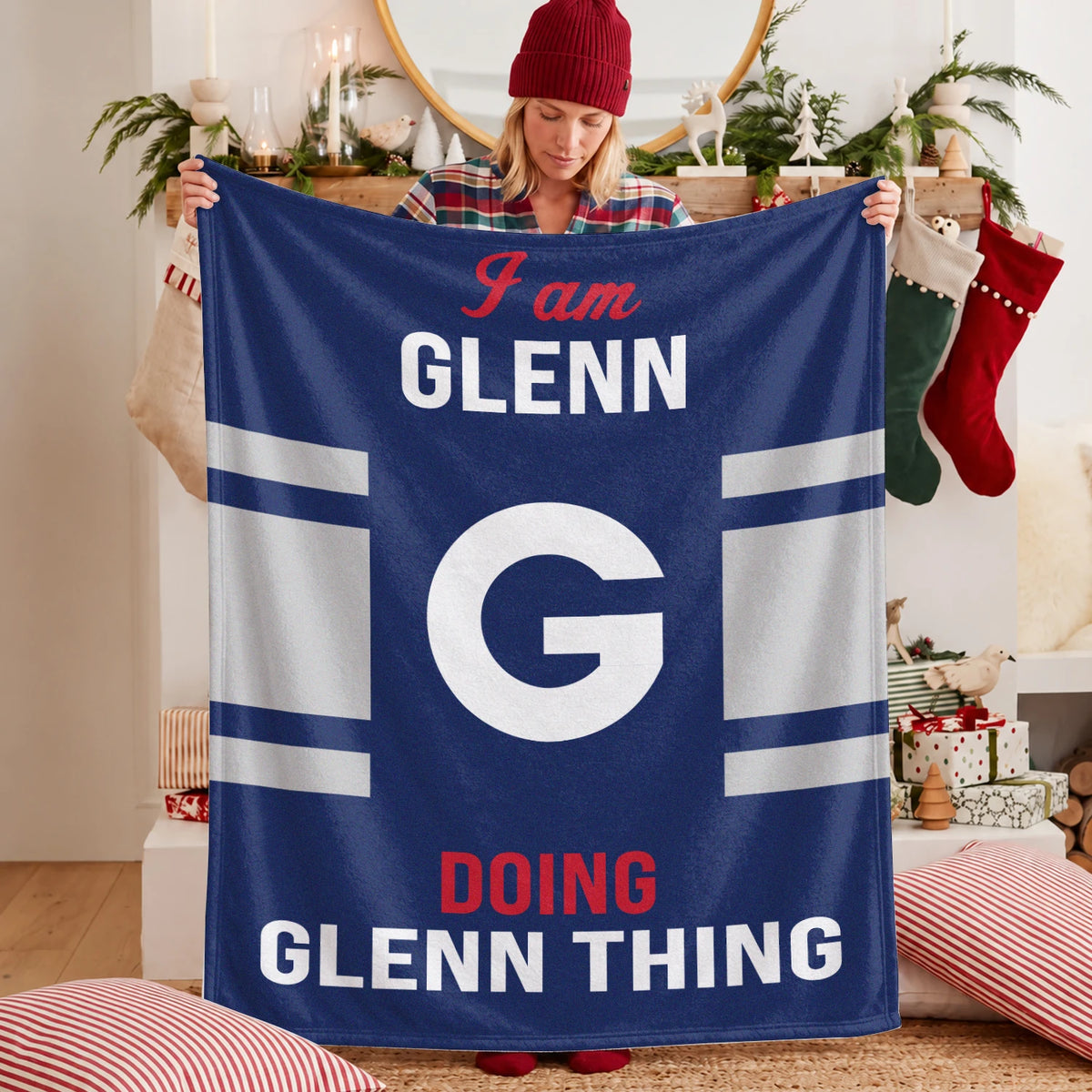 I'm Name Doing Name Things Navy Fleece Blanket GLENN 13K1 BK51