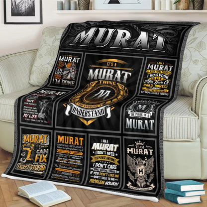 MURAT Personalized Blanket | Custom Name Cozy Throw Gift 13K2-BK2