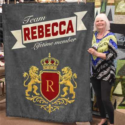 Team Your Name Lifetime Member Charcoal Blanket REBECCA 13K1 BK20