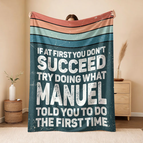 If At First You Don’t Succeed Retro Green Fleece Blanket MANUEL 13K1 BK29