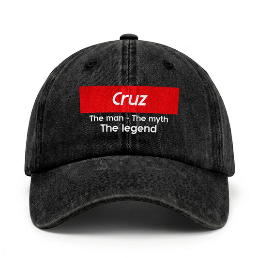 Your Name The Man The Myth The Legend Red Logo Washed Cap CRUZ 13K1 C130PF