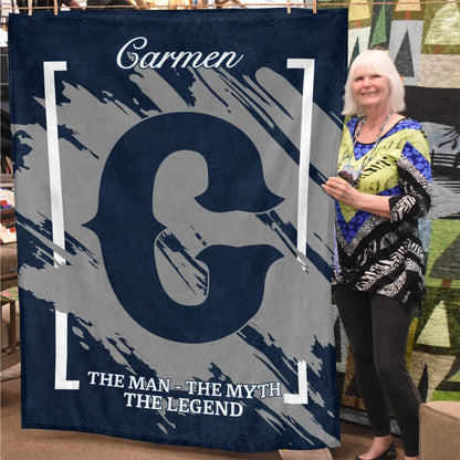 The Man The Myth The Legend Navy Baseball Fleece Blanket CARMEN 13K1 BK17