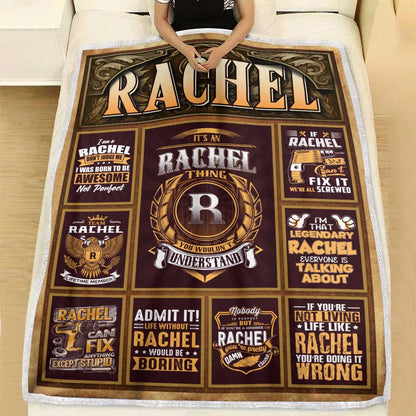 RACHEL Personalized Blanket | Custom Name Cozy Throw Gift 13K1-BK4