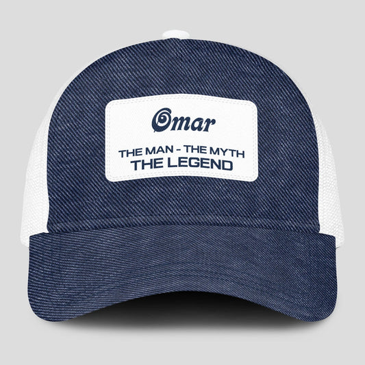 The Man The Myth The Legend Blue Denim Mesh Cap OMAR 13K1 C194PF