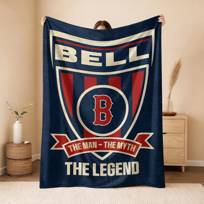 The Man The Myth The Legend Blue Burgundy Baseball Blanket BELL 13K1 BK18