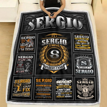 SERGIO Personalized Blanket | Custom Name Cozy Throw Gift 13K1-BK2