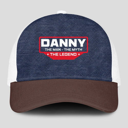 The Man The Myth The Legend Navy Brown And White Mesh Cap DANNY 13K1 C200PF