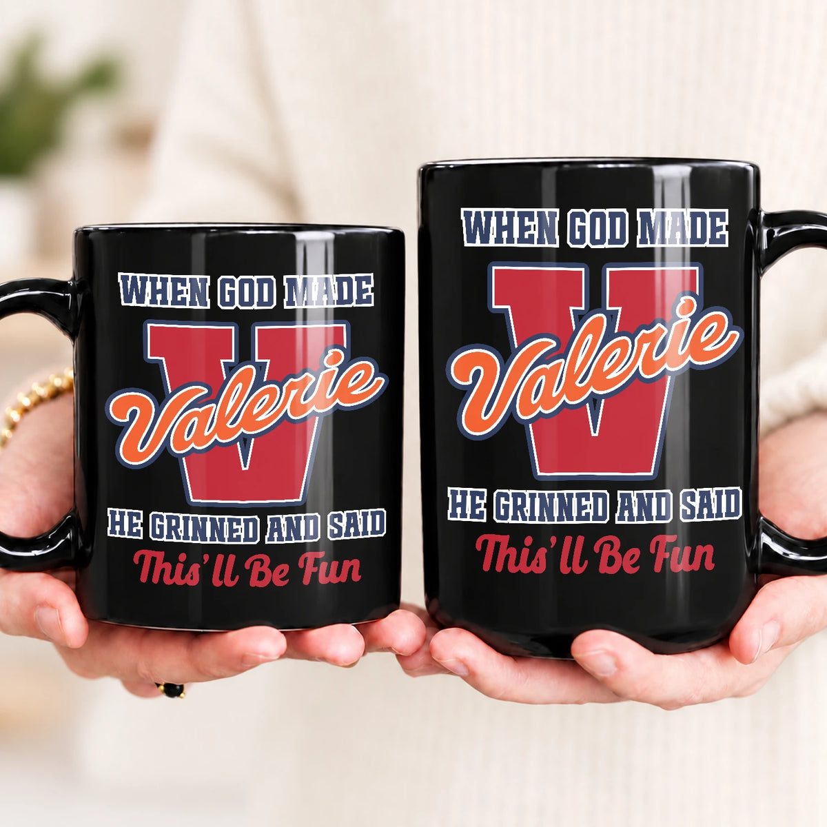 When God Made Your Name Personalized Baseball Mug VALERIE 13K1 MG07