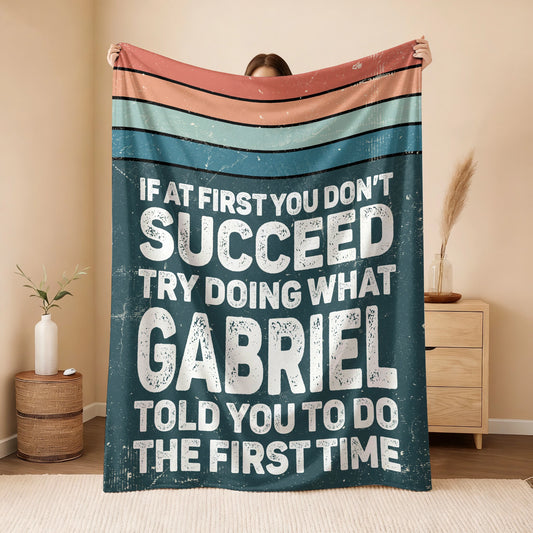 If At First You Don’t Succeed Retro Green Fleece Blanket GABRIEL 13K1 BK29