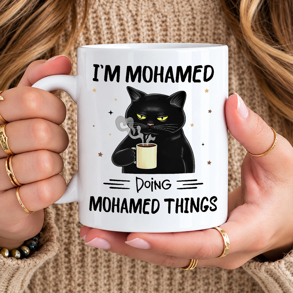 I'm Name Doing Name Things Funny Black Cat Mug MOHAMED 13K1 MG37