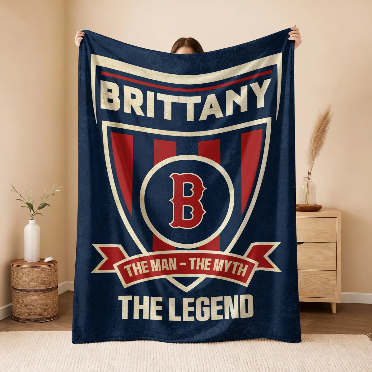 The Man The Myth The Legend Blue Burgundy Baseball Blanket BRITTANY 13K1 BK18