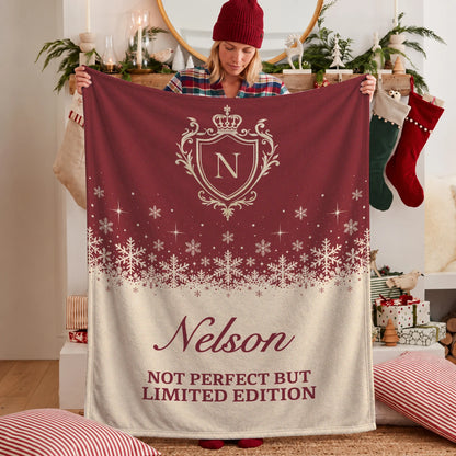 Not Perfect But Limited Edition Red Cream Christmas Fleece Blanket NELSON 13K1 BK34