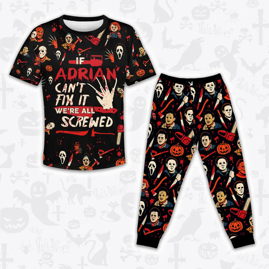 ADRIAN Horror Halloween Pajama Set Scary T-Shirt & Pants Sleepwear Costume 13K1-HL1