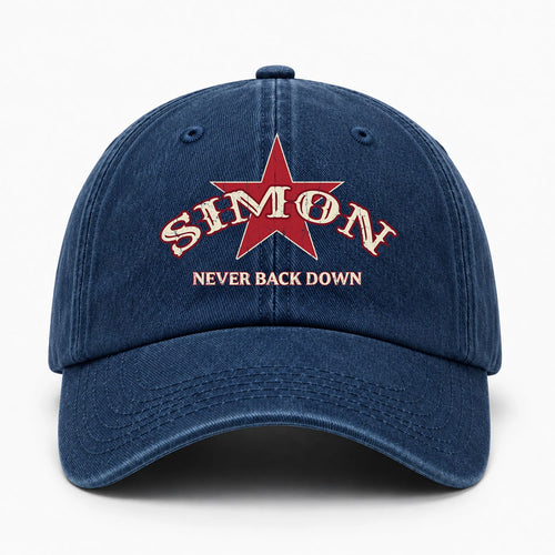 Never Back Down Western Blue Denim Cap SIMON 13K1 C61PF