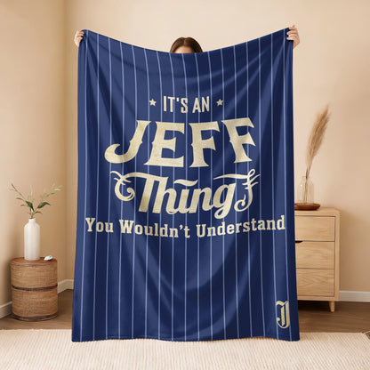 Your Name Thing Striped Blue Fleece Blanket JEFF 13K1 BK23