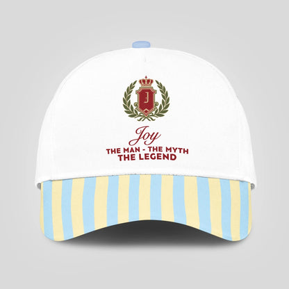 The Man The Myth The Legend Blue And Yellow Striped Beach Cap JOY 13K1 C118PF