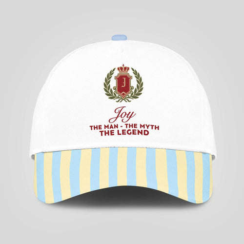The Man The Myth The Legend Blue And Yellow Striped Beach Cap JOY 13K1 C118PF