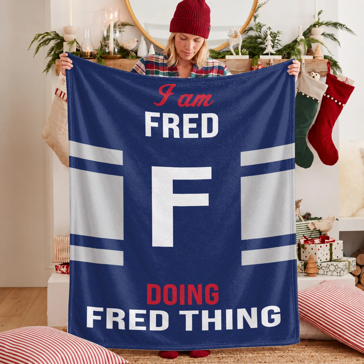 I'm Name Doing Name Things Navy Fleece Blanket FRED 13K1 BK51