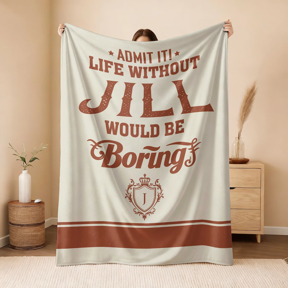 Life Without Your Name Would Be Boring Cream Terracotta Blanket JILL 13K1 BK24