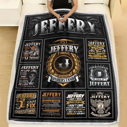 JEFFERY Personalized Blanket | Custom Name Cozy Throw Gift 13K2-BK2