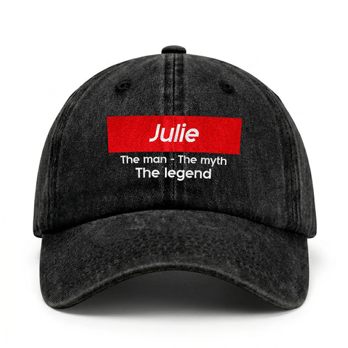 Your Name The Man The Myth The Legend Red Logo Washed Cap JULIE 13K1 C130PF