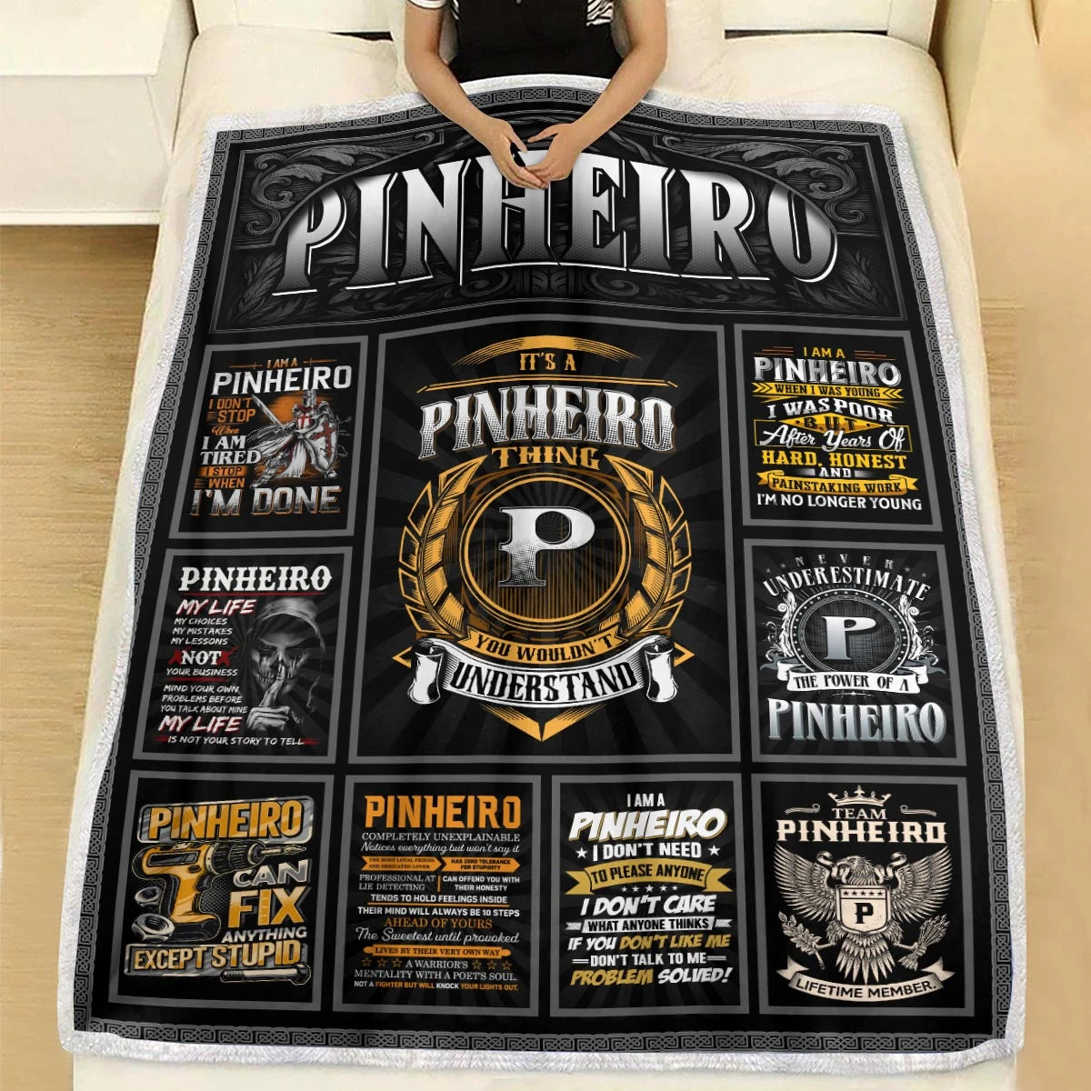 PINHEIRO Personalized Blanket | Custom Name Cozy Throw Gift 13K4-BK2