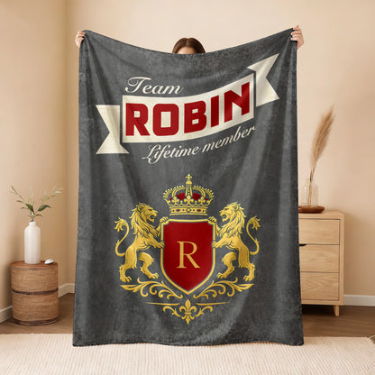 Team Your Name Lifetime Member Charcoal Blanket ROBIN 13K1 BK20