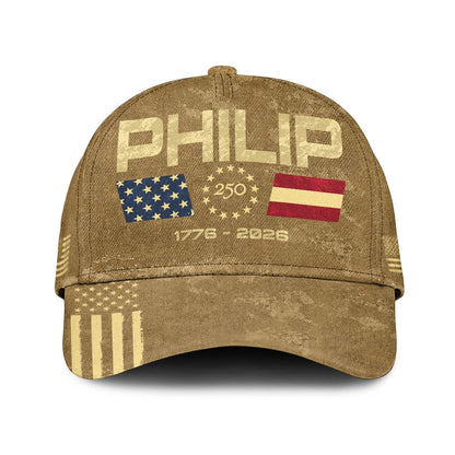 PHILIP 13K1-C14PF 250th Anniversary Patriotic Baseball Cap 1776–2026