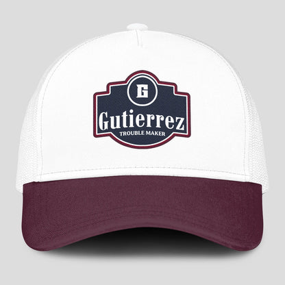 Trouble Maker Burgundy And White Funny Mesh Cap GUTIERREZ 13K1 C201PF