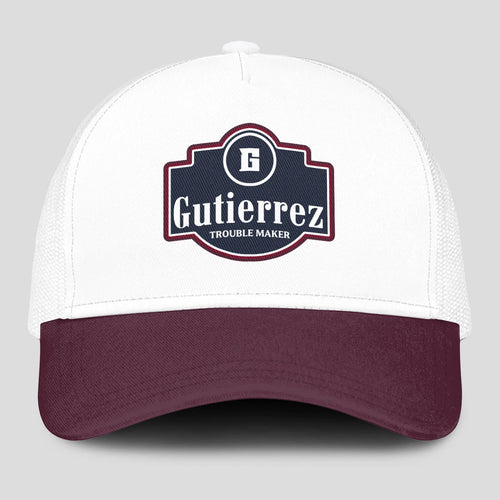 Trouble Maker Burgundy And White Funny Mesh Cap GUTIERREZ 13K1 C201PF