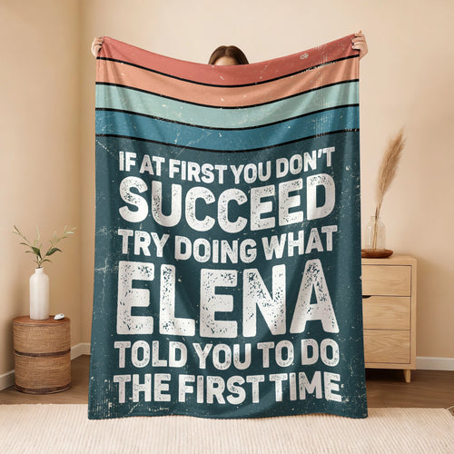 If At First You Don’t Succeed Retro Green Fleece Blanket ELENA 13K1 BK29
