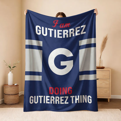 I'm Name Doing Name Things Navy Fleece Blanket GUTIERREZ 13K1 BK51