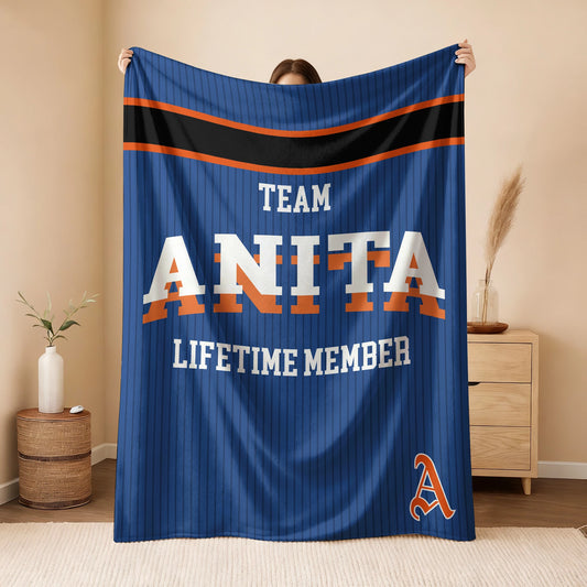 Team Your Name Lifetime Member Basketball Fleece Blanket ANITA 13K1 BK47