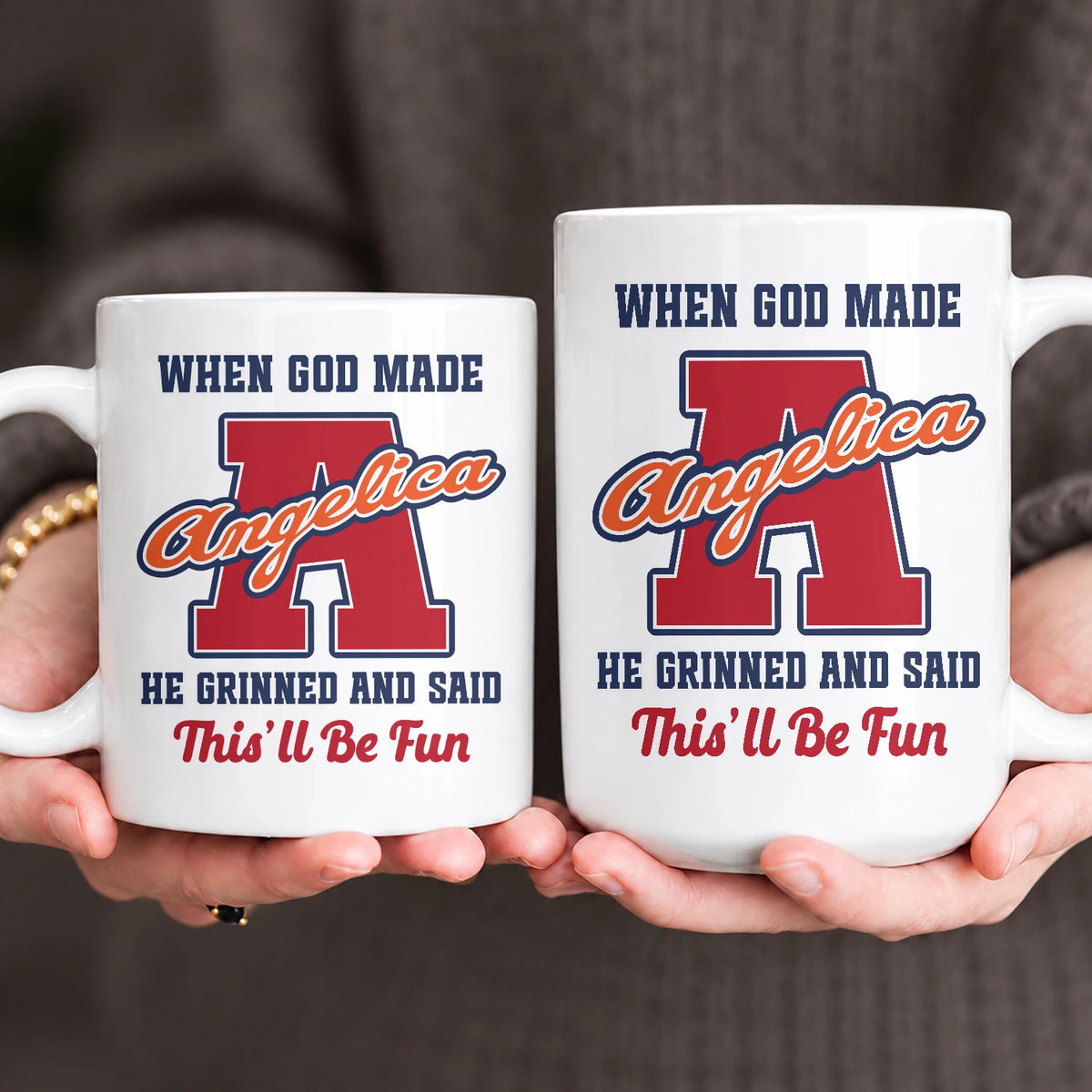 When God Made Your Name Personalized Baseball Mug ANGELICA 13K1 MG07