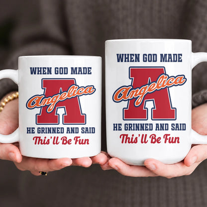 When God Made Your Name Personalized Baseball Mug ANGELICA 13K1 MG07