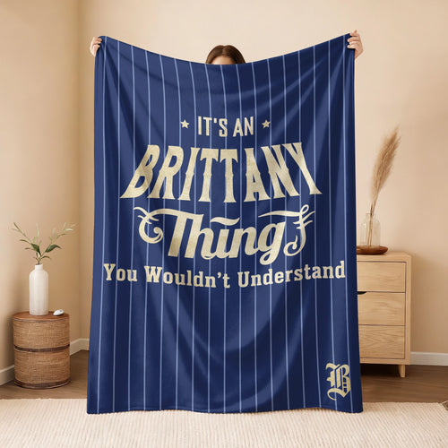 Your Name Thing Striped Blue Fleece Blanket BRITTANY 13K1 BK23