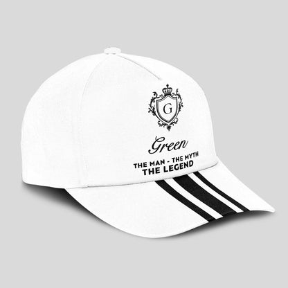 The Man The Myth The Legend Navy And White Striped Cap GREEN 13K1 C144PF