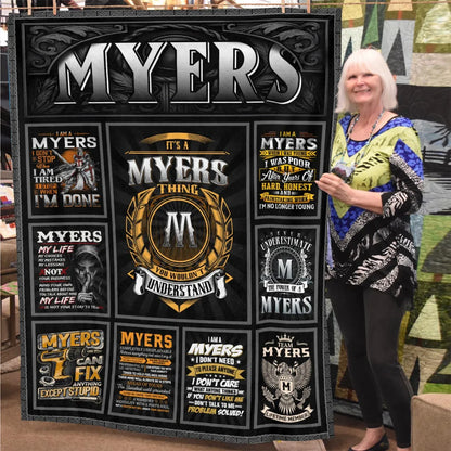 MYERS Personalized Blanket | Custom Name Cozy Throw Gift 13K2-BK2