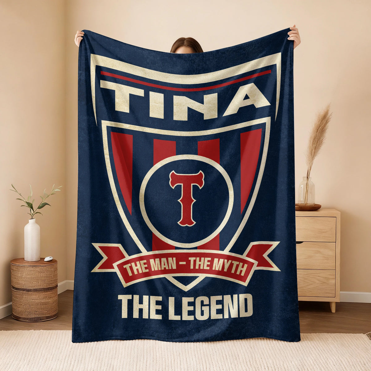 The Man The Myth The Legend Blue Burgundy Baseball Blanket TINA 13K1 BK18