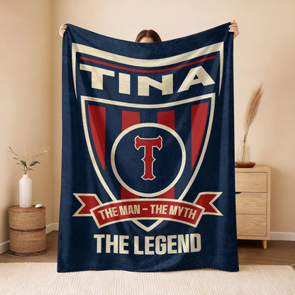 The Man The Myth The Legend Blue Burgundy Baseball Blanket TINA 13K1 BK18