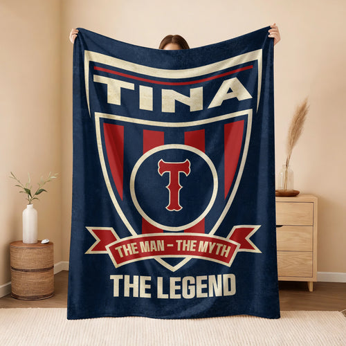 The Man The Myth The Legend Blue Burgundy Baseball Blanket TINA 13K1 BK18