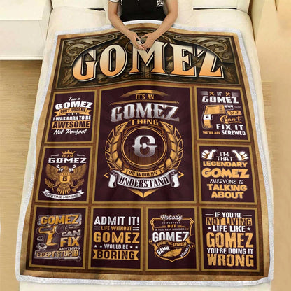GOMEZ Personalized Blanket | Custom Name Cozy Throw Gift 13K1-BK4