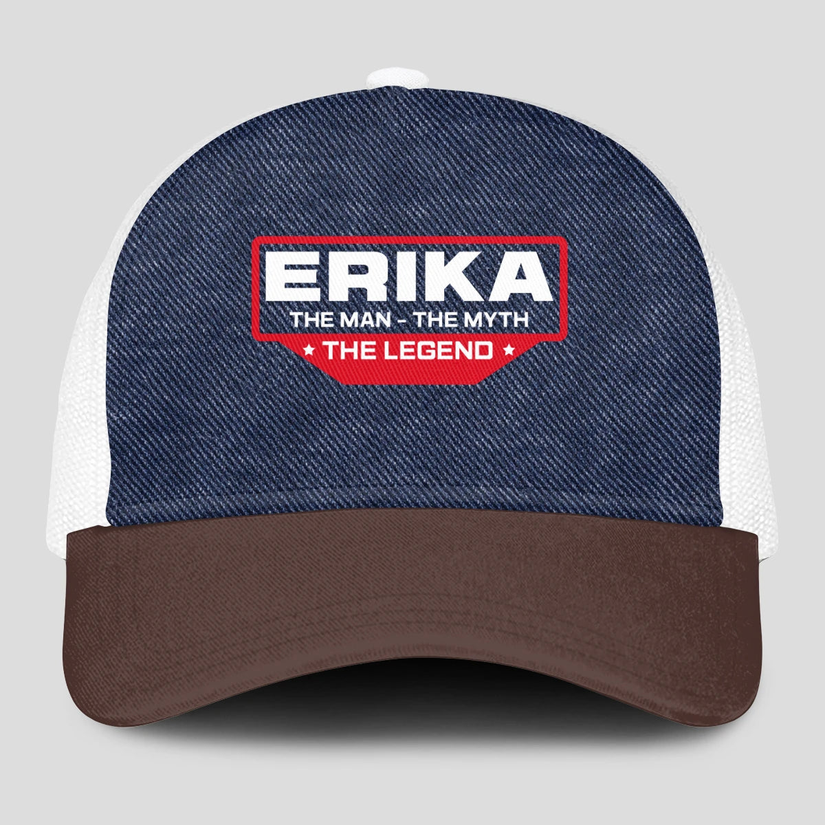 The Man The Myth The Legend Navy Brown And White Mesh Cap ERIKA 13K1 C200PF
